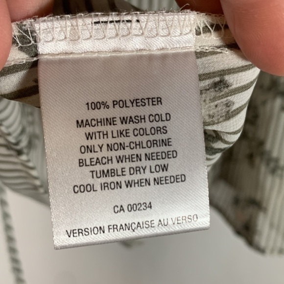 Style & Co Grey & White Striped Floral Long Sleeve Blouse - Picture 8 of 8